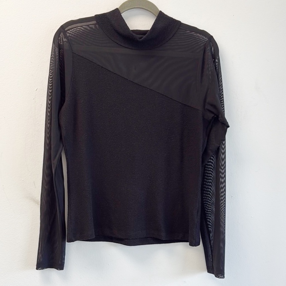 LNA sheer knit mock neck
